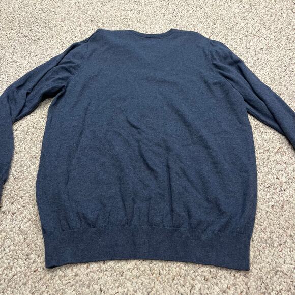 LL Bean Men's Cotton Cashmere V Neck Sweater Sz L Tall Blue Preppy Casuaol - Picture 5 of 5